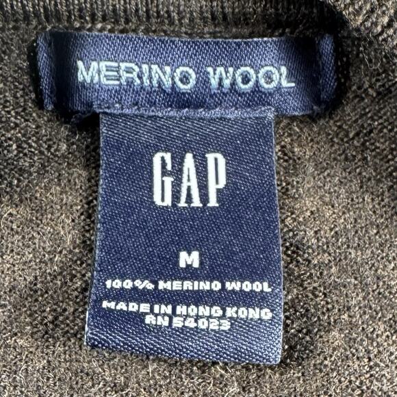 Merino Wool Sweater Women Med Brown Textured V-Neck Knit Top Y2K 90s Era Classic - Picture 7 of 15